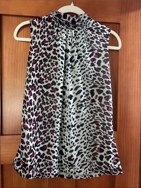 Worthington Black & White Animal Print Sleeveless Blouse